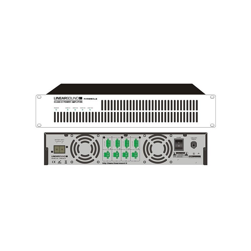 Amplifier 4 channels 4x500w 100v for security sound system