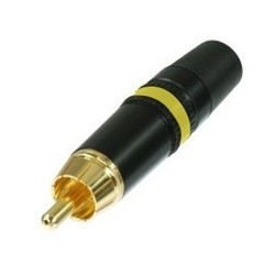 Fiche RCA noire contact OR jaune