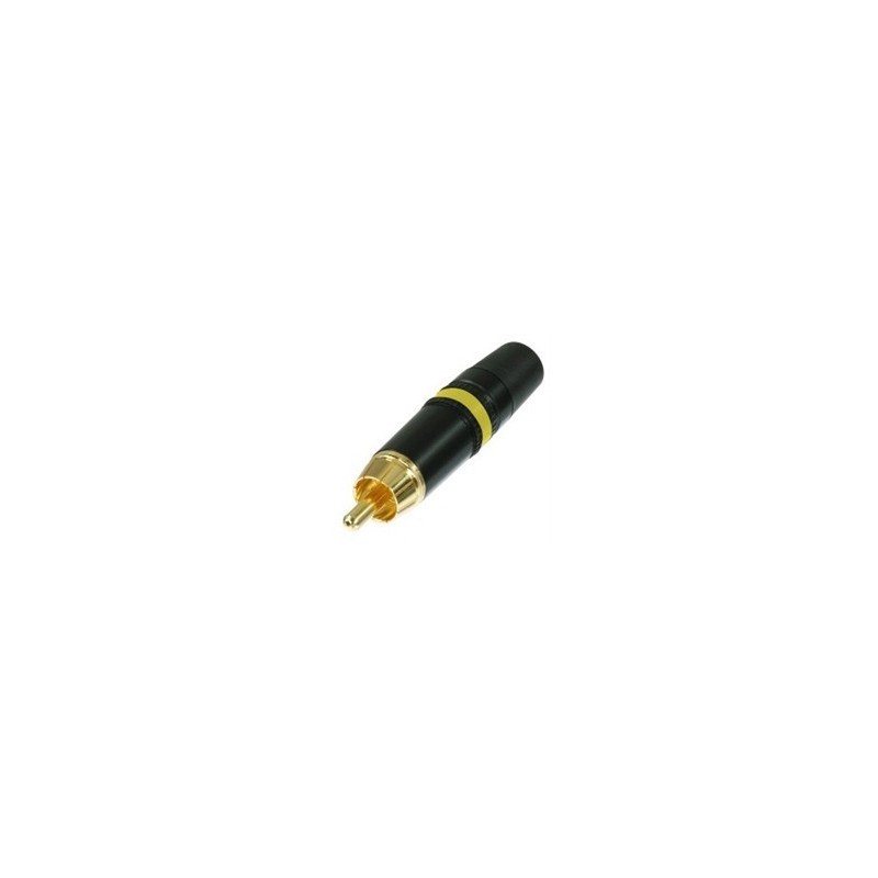 Fiche RCA noire contact OR jaune
