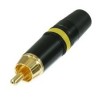 BLACK RCA PLUG YELLOW GOLD CONTACT
