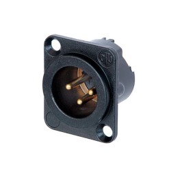 BLACK XLR3 BASE SERIAL D GOLD CONTACTS