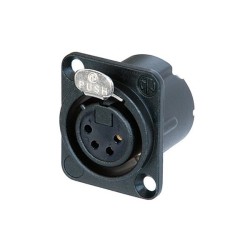 Embase XLR noir 4 points femelle série D contacts or