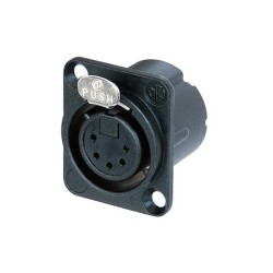 Embase XLR noire 5 points femelle série D contact or