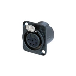 Embase XLR noire 6 points femelle série D contact or