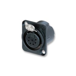 Embase XLR noire 7 points femelle série D contact or