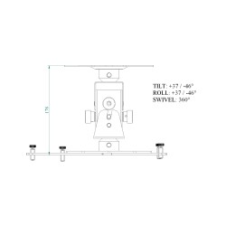 CEILING AND WALL ARAKNO STAND – MICROMETRIC SETTINGS – TILTING +/-45° - ROTATION 360° - BLACK