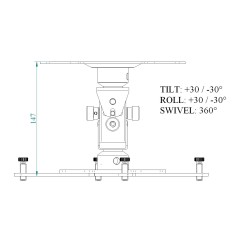 CEILING AND WALL STAND - SLOPE 25° - ROTATION 360° - WHITE