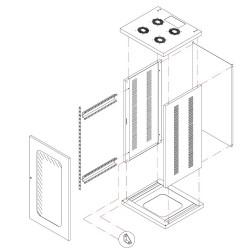 RACK 19’’ HT 18U WHITE GLASS DOOR + FULL BOTTOM PLATE