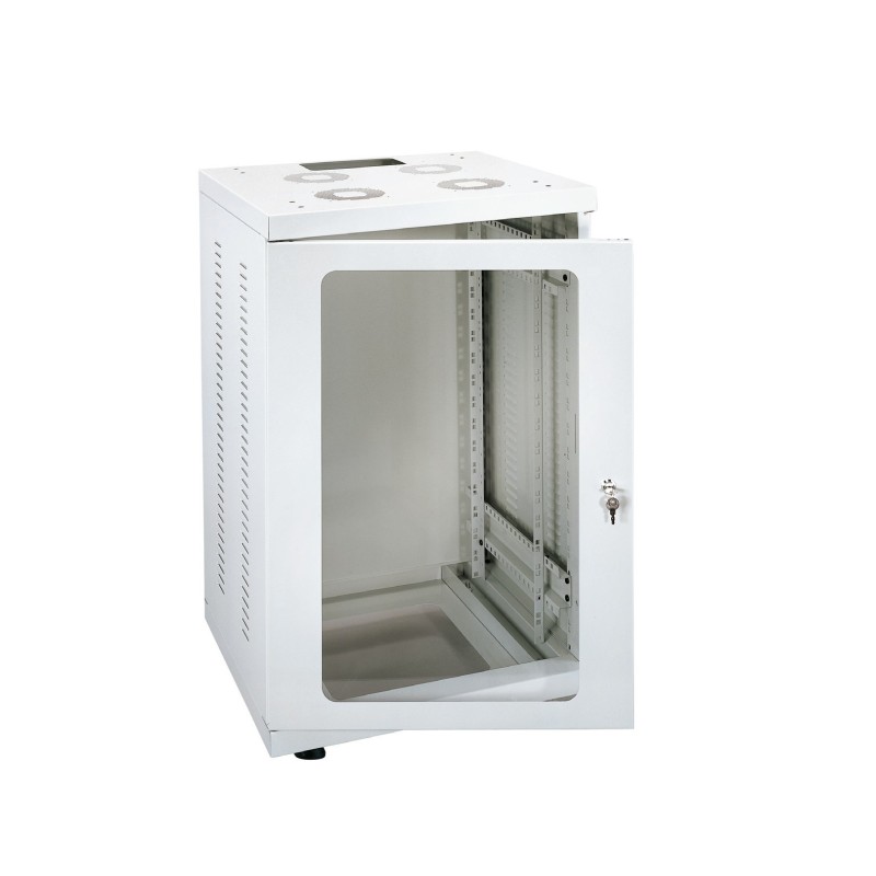 Rack 19'' High Tech 36U blanc porte vitrée + plaque de fond pleine