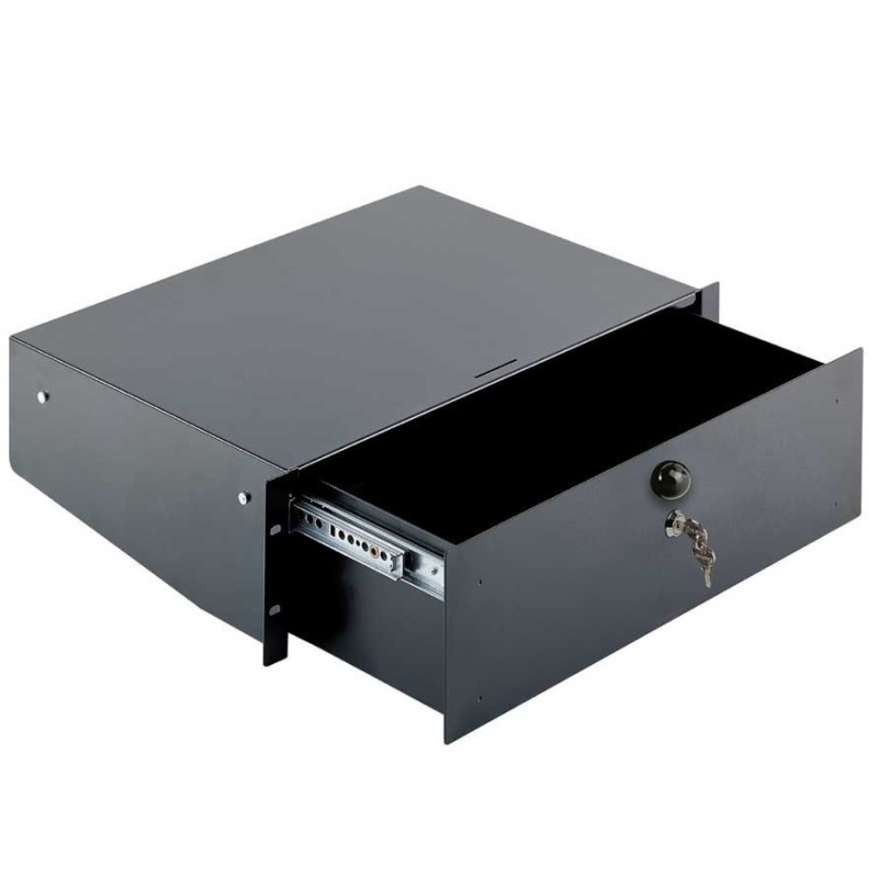 RACKABLE DRAWER 19'' 3U WITH LOCK - DEPTH 300mm - BLACK